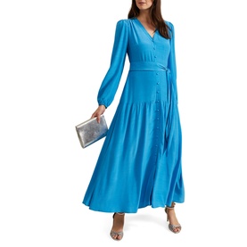 Tori Blouson-Sleeve Flared Dress