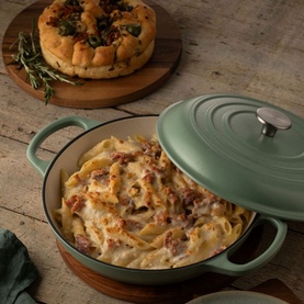 Cast Iron Shallow Covered Casserole Dish