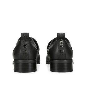 KG by Kurt Geiger Millie Loafers in black, rear view showing branded KG tab detail at ankle and black synthetic sole
