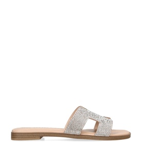 Raven Crystal-Embellished Flat Sandals