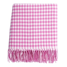 Pink Gingham Lambswool Baby Blanket
