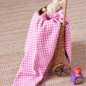Pink Gingham Lambswool Baby Blanket