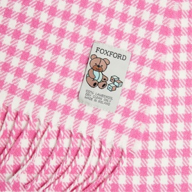 Pink Gingham Lambswool Baby Blanket