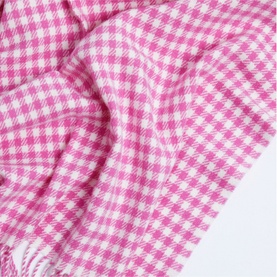 Pink Gingham Lambswool Baby Blanket