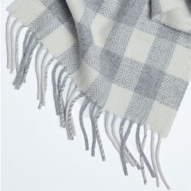 Pearl Grey Check Lambswool Baby Blanket