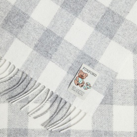 Pearl Grey Check Lambswool Baby Blanket