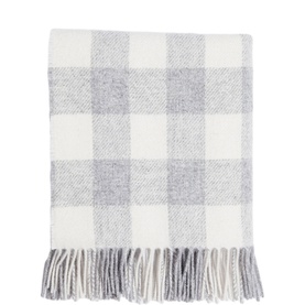 Pearl Grey Check Lambswool Baby Blanket