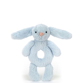 Bashful Baby Blue Bunny Ring Rattle 18cm