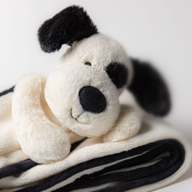 Bashful Black & Cream Puppy Blanket