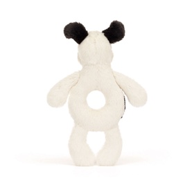 Bashful Black & Cream Puppy Ring Rattle 18cm