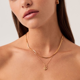 Mini Ridge Heart Charm Pendant Necklace