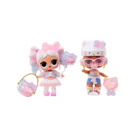 LOL Surprise Loves Hello Kitty Tots Doll in assorted styles, two small dolls with pastel outfits, accessories and mini purses