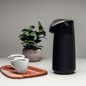 Thermal Flask with Interior Glass Container - Black