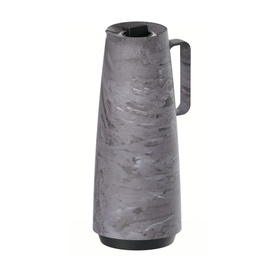 Tramontina Thermal Flask with Interior Glass Container in grey marbled polypropylene, ergonomic handle, black base, tall tapered silhouette