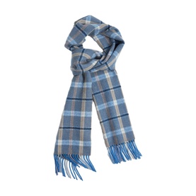 Blue & Mink Check Lambswool Scarf