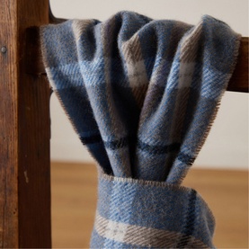 Blue & Mink Check Lambswool Scarf