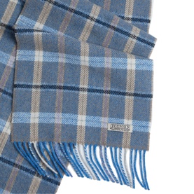 Blue & Mink Check Lambswool Scarf