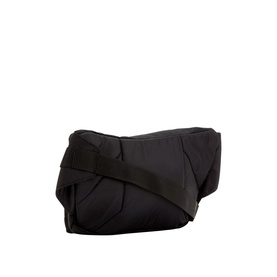Columbia Zigzag Bum Bag in black nylon, showing adjustable hip belt strap, zipped compartments, and clasp fastening detail