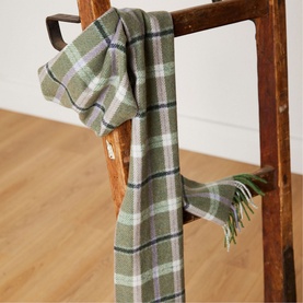 Green and Mink Lambswool Scarf