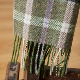 Green and Mink Lambswool Scarf