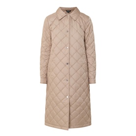 Diamond-Quilted Logo-Embroidered Coat