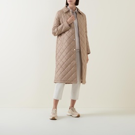 Diamond-Quilted Logo-Embroidered Coat