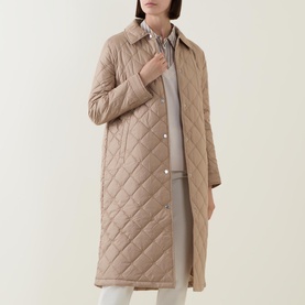 Diamond-Quilted Logo-Embroidered Coat