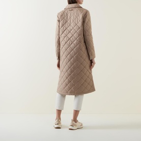 Diamond-Quilted Logo-Embroidered Coat
