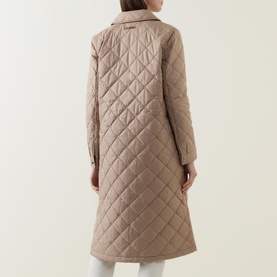 Diamond-Quilted Logo-Embroidered Coat