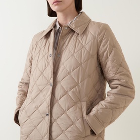 Diamond-Quilted Logo-Embroidered Coat