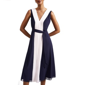 Lila Two-Tone Pleated Dress