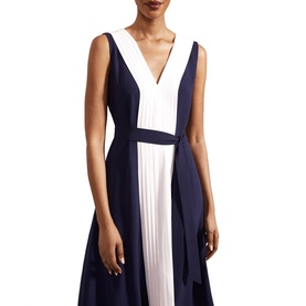 Lila Two-Tone Pleated Dress