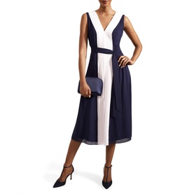 Lila Two-Tone Pleated Dress