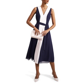 Lila Two-Tone Pleated Dress