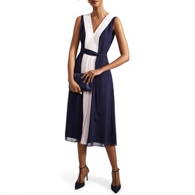 Lila Two-Tone Pleated Dress