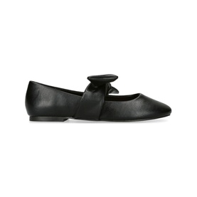KG by Kurt Geiger Master Bow Ballet Flats in black faux leather with oversized self-tie bow footstrap and round toe