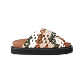KG by Kurt Geiger Rosella Braided Sandals in multi-coloured woven crossover straps, moulded footbed, and black tread sole