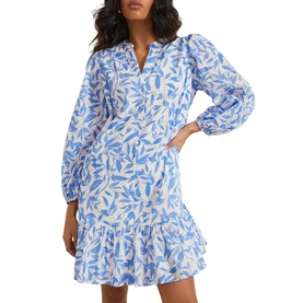 Hermoine Leaf Print Shirt Dress