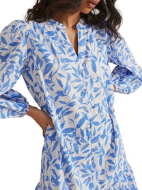 Hermoine Leaf Print Shirt Dress