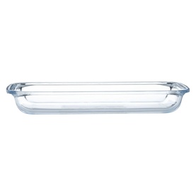 Mason & Cash Rectangular Roasting Dish in clear borosilicate glass with integrated handles, deep-sided design