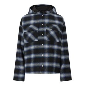 Checked Hooded Overshirt