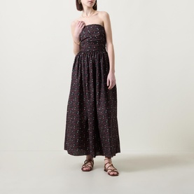 Strapless Printed Flared Dress