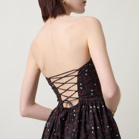 Strapless Printed Flared Dress