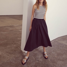 Striped Mixed Construction Dress