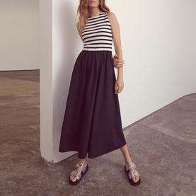 Striped Mixed Construction Dress