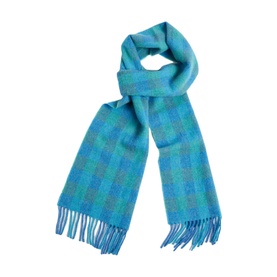 Blue & Green Check Lambswool Scarf