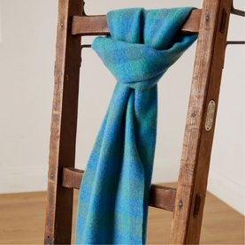 Blue & Green Check Lambswool Scarf