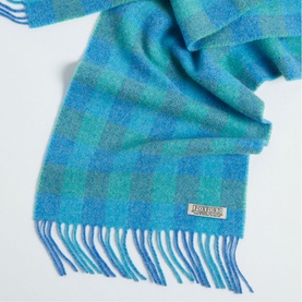 Blue & Green Check Lambswool Scarf