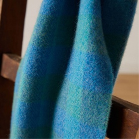 Blue & Green Check Lambswool Scarf