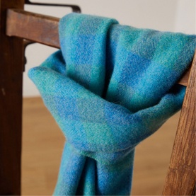 Blue & Green Check Lambswool Scarf